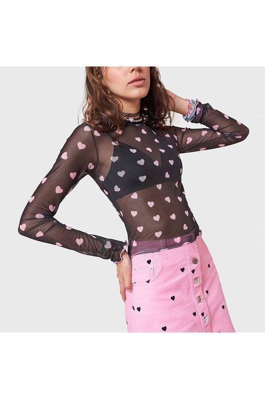 Poppy Print Mesh Top