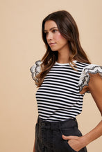 Load image into Gallery viewer, Sia Striped Ruffle Top
