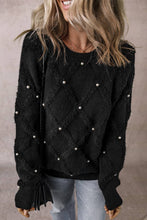 Load image into Gallery viewer, Jax Pearl Embellished Rhombus Pattern Sweater
